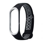 Силиконовый ремешок для Xiaomi Mi Band 3 / Mi Band 4 (черный/серый) Sport