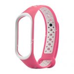 Силиконовый ремешок для Xiaomi Mi Band 3 / Mi Band 4 (розовый/белый) Sport