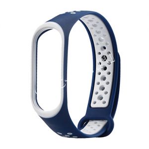 Силиконовый ремешок для Xiaomi Mi Band 3 / Mi Band 4 (синий/белый) Sport