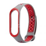 Силиконовый ремешок для Xiaomi Mi Band 3 / Mi Band 4 (серый/красный) Sport