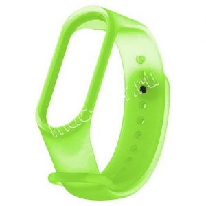 Силиконовый ремешок для Xiaomi Mi Band 3 / Mi Band 4 (салатовый) полупрозрачный