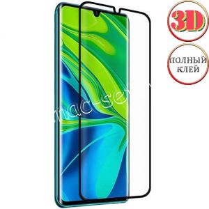 Защитное стекло 3D для Xiaomi Mi Note 10 / 10 Pro [изогнутое клеится на весь экран] Red Line (черное)