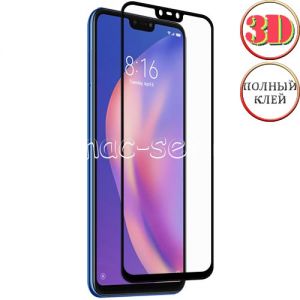 Защитное стекло 3D для Xiaomi Mi 8 Lite [изогнутое клеится на весь экран] (черное)