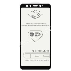 Защитное стекло 3D для Xiaomi Mi A2 / Mi6x [изогнутое клеится на весь экран] (черное)