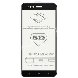Защитное стекло 3D для Xiaomi Mi A1 / Mi5x [изогнутое клеится на весь экран] (черное)