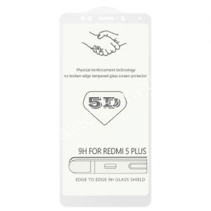 Защитное стекло 3D для Xiaomi Redmi 5 Plus [изогнутое клеится на весь экран] (белое)