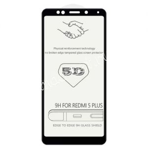 Защитное стекло 3D для Xiaomi Redmi 5 Plus [изогнутое клеится на весь экран] (черное)
