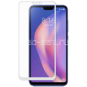 Защитное стекло для Xiaomi Mi 8 Lite [на весь экран] (белое)