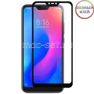 Защитное стекло для Xiaomi Redmi 6 Pro [клеится на весь экран] (черное)