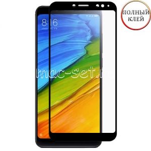 Защитное стекло для Xiaomi Redmi Note 5 / Pro [клеится на весь экран] (черное)