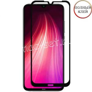 Защитное стекло для Xiaomi Redmi Note 8 [клеится на весь экран] Red Line (черное)